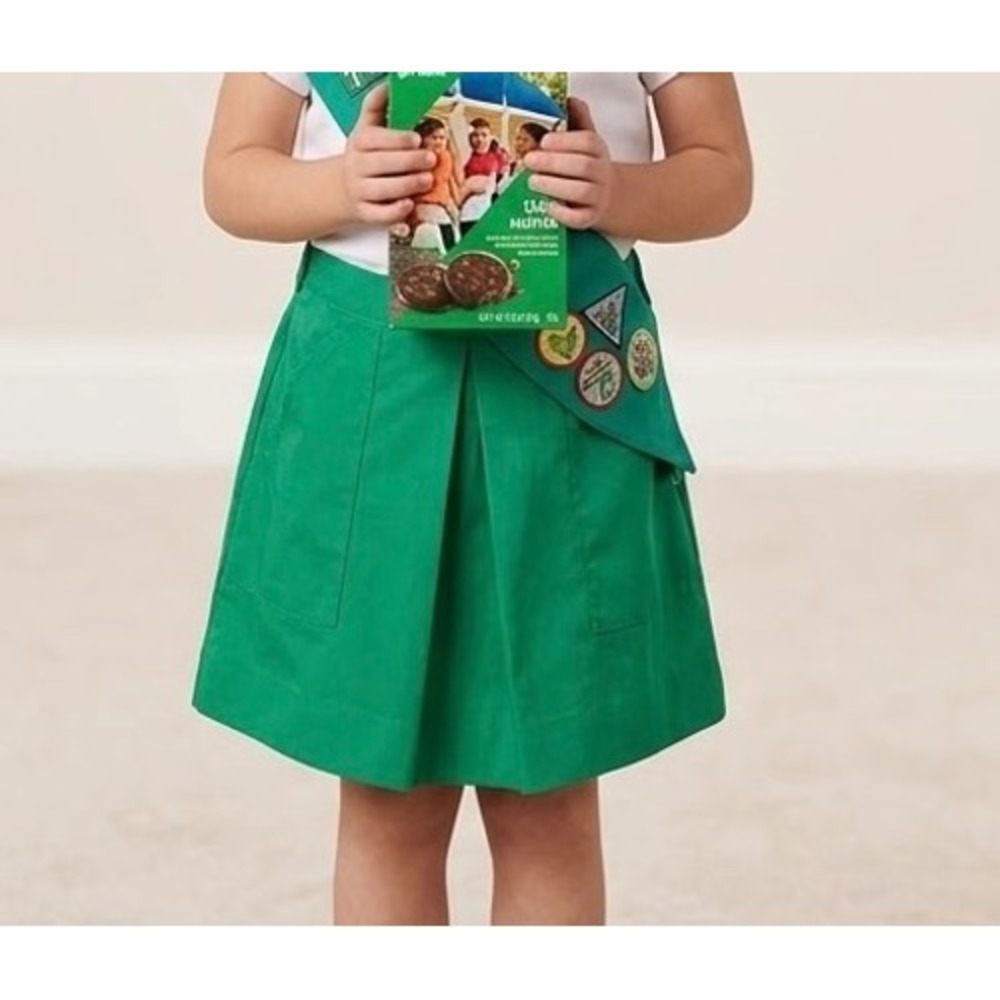 GIRL SCOUTS Green Uniform Skirt Pleated Front Pockets Size 12 (Made in USA)